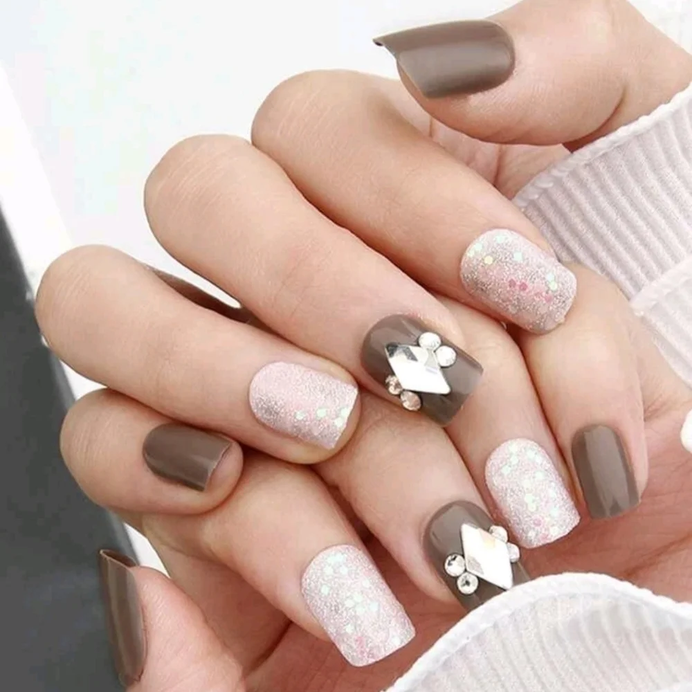 3D Rhinestone & Glitter Press On Nails